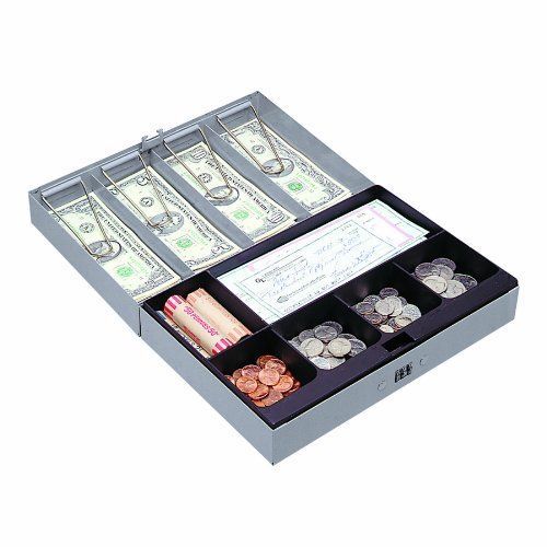 Steel Cash Boxes Combination Lock Money Tray Security Safe Coin Storage Counter