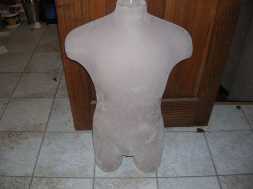 VINTAGE HALF TORSO MALE SHIRT JACKET STORE DISPLAY MANNEQUIN FABRIC COVERED