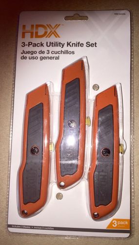 New HDX 3-pack utility knife set With Rubber Handle