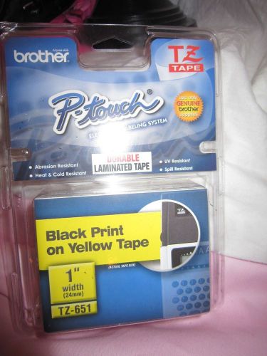 Rare genuine brother tze-651 p-touch label tape tz651 1&#034; black/yellow tz 651 for sale