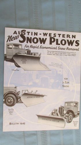 1936 Austin-Western Road Machinery 3 Ton Truck Snow Plow Brochure-Aurora Ill.