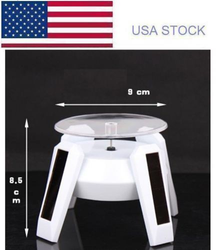Solar Powered 360 Degree Jewelry Rotating Display Stand Turn Table LED Light