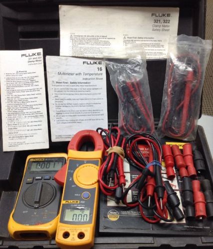 Fluke 16 Multimeter General Purpose Meter HVAC &amp; 322 True RMS Clamp Meter Bundle