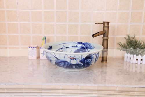 A160 Pastoral Style Hand Made D 40 - 42cm Bathroom Ceramic Art Sink/Wash Basin