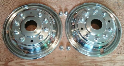 22.5&#034; simulator wheel skin cover stainless front semi bus rv 5 hole bolt on for sale