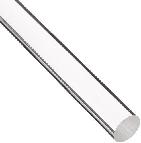 Small Parts Acrylic Round Rod, Transparent Clear, Meets UL 94HB, 1/2&#034; Diameter,