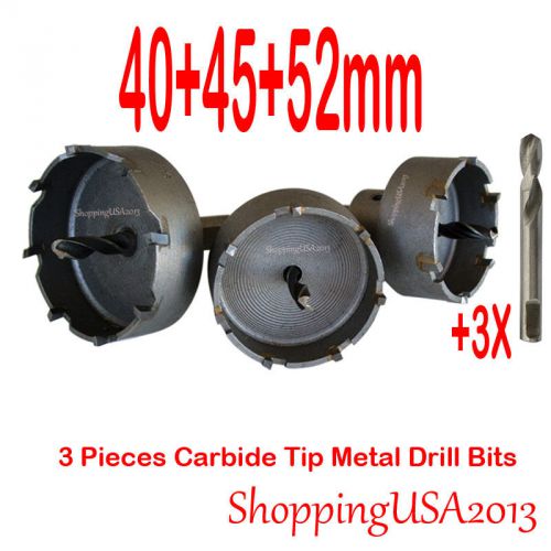 40+45+52mm Carbide Tip Alloy Drill Bit TCT Set Hole Saw Cutter Tool Metal