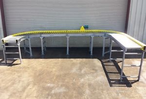 Lot of 21” bi-directional powered roller case conveyor, box conveying for sale
