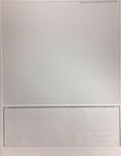 Blank Check Paper Stock-Check On Bottom-Grey Case of 2500/5 Packs of 500