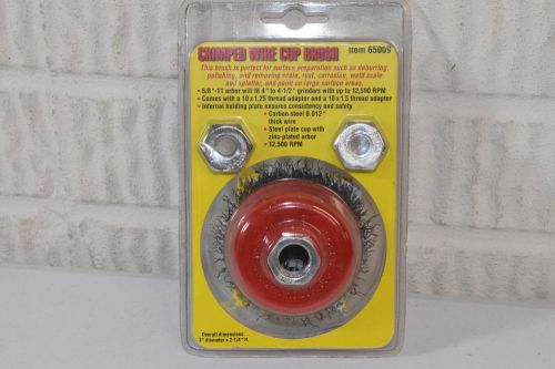 3&#034; crimped carbon steel wire cup brush 5/8&#034;-11 npt arbor 65009 for sale