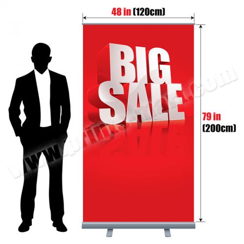 48&#034;x79&#034; Retractable Roll Up Banner Stand Trade Show Pop Up Display Free Printing