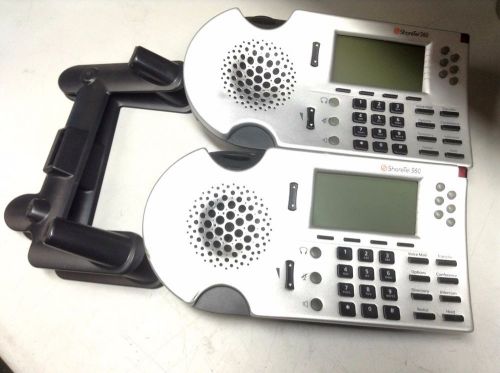 Lot of 2x ShoreTel 560 LCD Display Silver IP Business Phone w/ stand NO handset