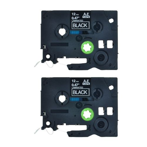 2PK Tze335 White on Black Label Tape For Brother TZ335 P-Touch PT-2030 0.47&#034;