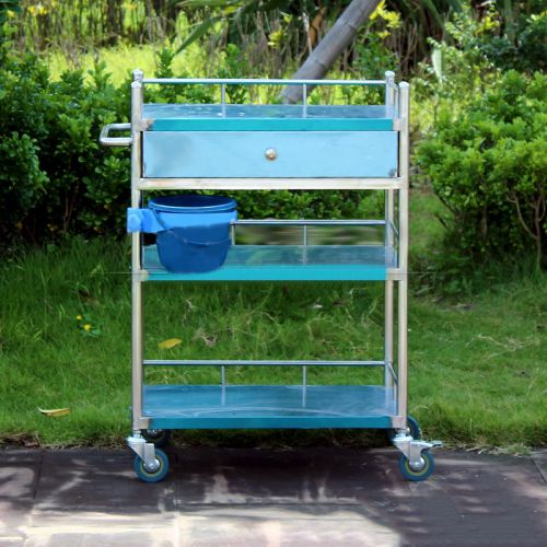 Stainless steel hospital portable wish medical cart three layers drawers c16v9 for sale