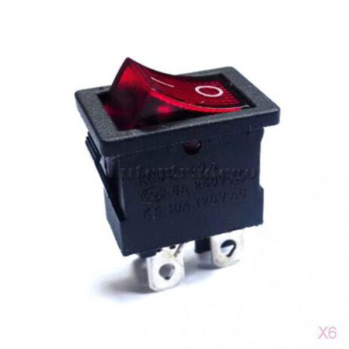 6x 10pcs dpst rocker switch with 4 pin red indicator light 6a/250v 10a/125v ac for sale