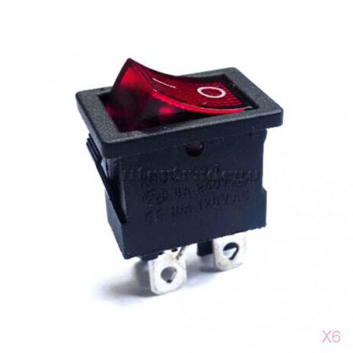 6x 10PCS DPST Rocker Switch with 4 Pin Red Indicator Light 6A/250V 10A/125V AC