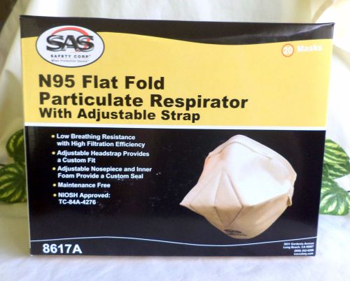 N95 Particulate Respirator Mask Flat Fold Box of 20 NIOSH Approved