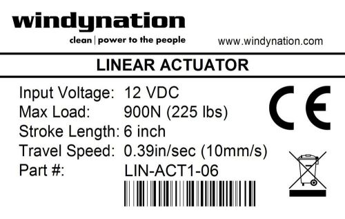 WINDYNATION 6 Inch 6&#034; Stroke Linear Actuator 12 Volt 12V 225 Pounds lbs Maxim...
