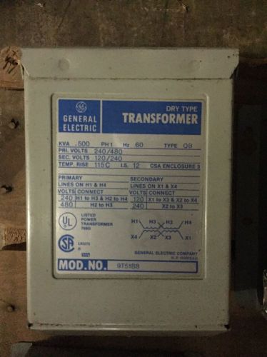 General electric 480v, 60hz, 1-phase, transformer 9t51b8 for sale