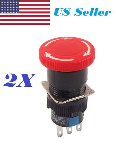2x red mushroom dc 30v 5a ac 250v 3a emergency stop push button switch cp for sale