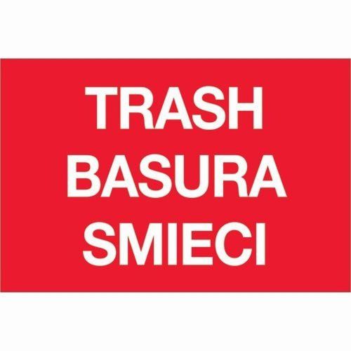 Tape Logic DL1311 Rectangle Labels &#034;Trash/Basura/Smieci&#034; 2&#034; x 3&#034; Red/White 50...