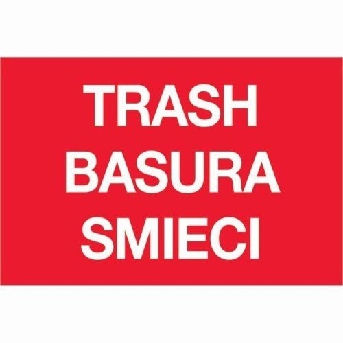 Tape Logic DL1311 Rectangle Labels &#034;Trash/Basura/Smieci&#034; 2&#034; x 3&#034; Red/White 50...