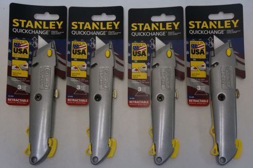Lot of 4 stanley quick change retractable utility knife 6&#034; cutting box cutter for sale