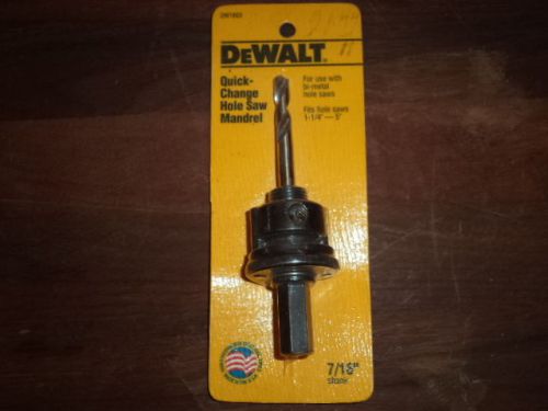 New dewalt dw1803 quick-change hole saw mandrel, fits hole saws 1-1/4&#034; to 5&#034; for sale