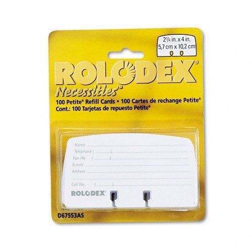 Rolodex : Petite Refill Cards, 2 1/4 x 4, 100 Cards per Set -:- Sold as 2 Packs