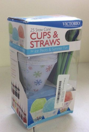 Victorio 25 Snow Cone Cups and Straws