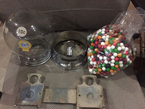 Ford gumball vending machine glass globe collar assy ring with base fresh gum! for sale