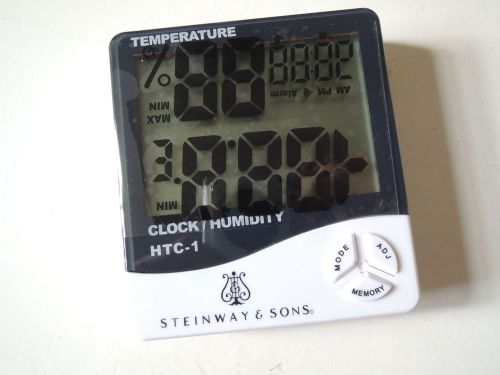 Steinway &amp; Sons LCD Digital Temperature Humidity Meter Thermometer Wall Clock