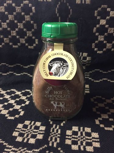 Hot Chocolate Coconut Cream Mix 16.9 oz in a reusable Glass Milk Bottle