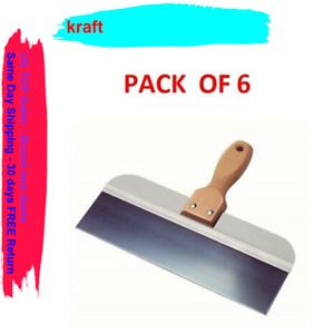 PACK OF SIX KRAFT TOOLS 10&#034; Blue Steel Deluxe Taping Knife