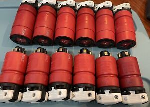6 Pairs HUBBEL Hubbellock 20444b &amp; 20445b Locking Plug 30amp 480v M&amp;F  *LikeNew*