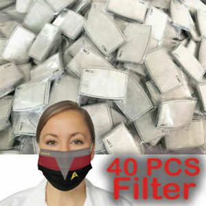 40 Pack PM2.5 Activated Carbon Filters 5 Layer Replacement For Face Mask Cove