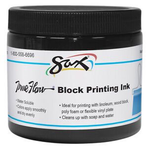 Sax True Flow Water Soluble Block Printing Ink, 1 Pint Jar, Black