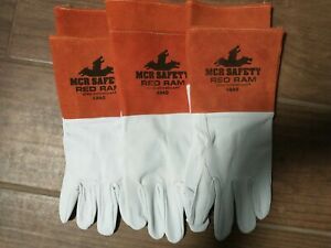 3-pair XL MCR Safety 4840 Red Ram Premium Grain Goatskin MIG/TIG Welding Gloves
