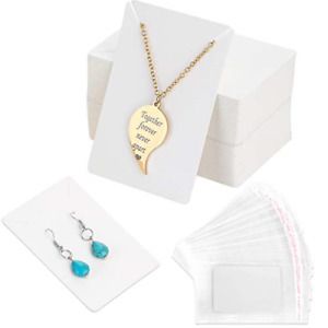 100 Pack Earring Cards+200 Pcs Self-Sealing Bags, Kraft Paper Necklace Display