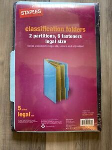 Staples Classification Folders, Legal, 2 Dividers, 6 Fasteners, Light Blue