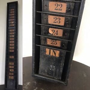 Vintage Antique 1920&#039;s Metal Time Card IN Rack Holder Wall Mount Industrial 31&#034;
