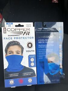 Copper Fit Guardwell Face Protector Youth Mask Blue New &amp; Mission Cooling Neck