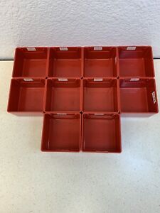 Lot Of 10 Lista X284 Red Storage Organizers 3x3x2