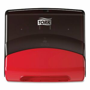 Tork Performance Folded Wiper/Cloth Dispenser, 16.81 x 8.11 x 15.51, Red/Smoke