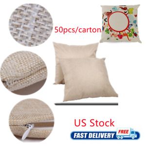 Newest 50pcs/carton Linen Sublimation Blank Pillow Case Cushion Cover US Stock