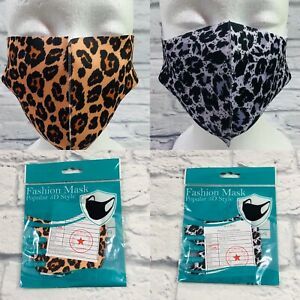 Animal Print Adult Fashion 3D Style Face Mask (2) Pack
