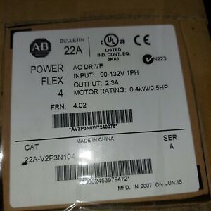 New Sealed Allen Bradley 22A-V2P3N104  /A PowerFlex 4 120V 2.3A 0.5HP IP20 (Ope
