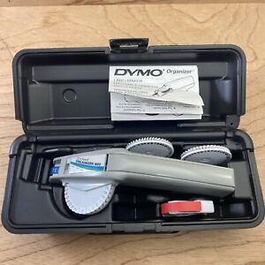 Vintage Dymo Organizer 1610 Retro Label Maker 3 Font Wheels w/ Tape &amp; Hard Case