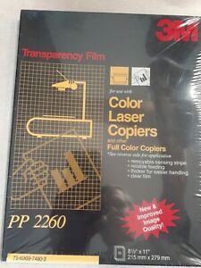 Box of 3M Transparency Film  PP2260 50 Sheets 8.5 x 11 Use in Laser Copiers. New