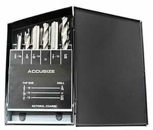 Accusize Industrial Tools 18 Pc H.S.S. Tap and Drill Set U.N.C 0001-0040